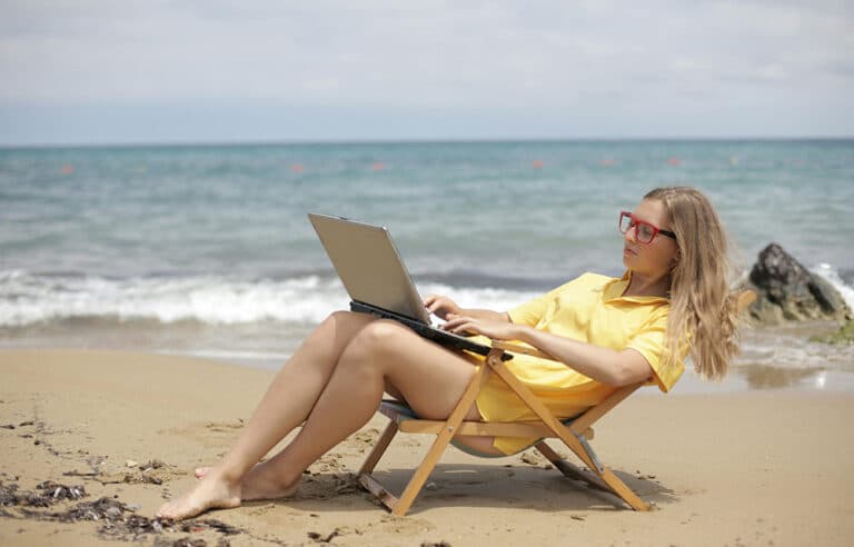 Digital Nomad on Beach-lounging