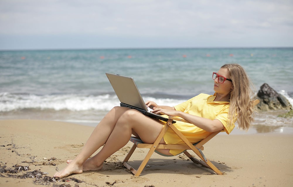 Digital Nomad on Beach-lounging